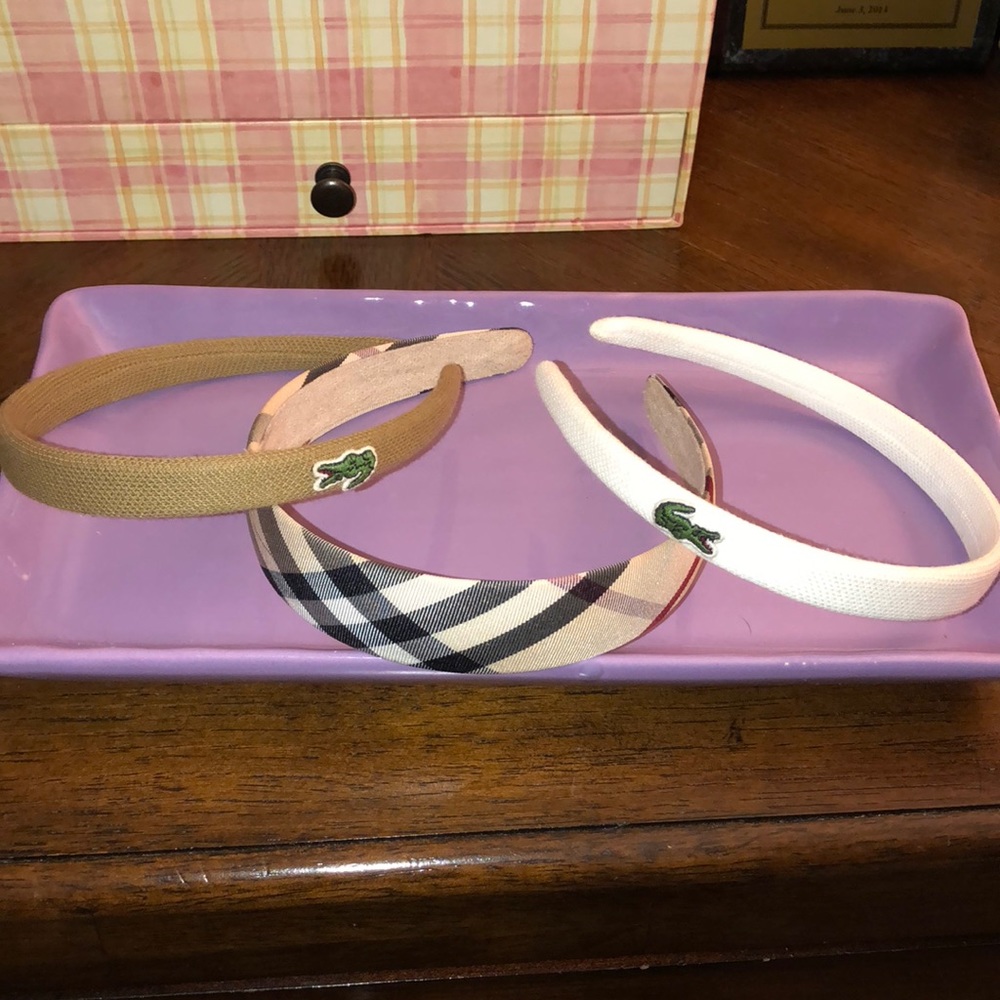 Authentic Lacoste headbands and knockoff Burberry